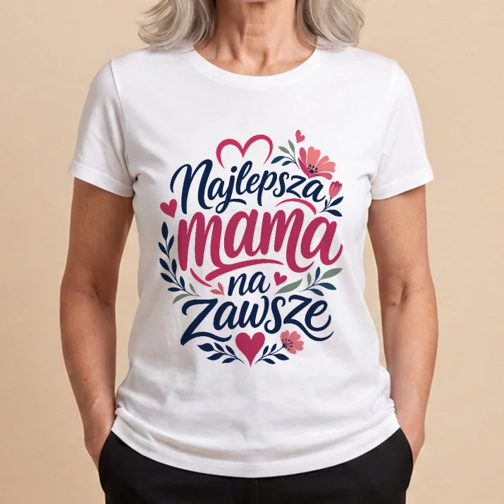 Koszulka Damska Biała Na Dzień Mamy Prezent Dla Mamy Kobiety: Czuła Wdzięczność