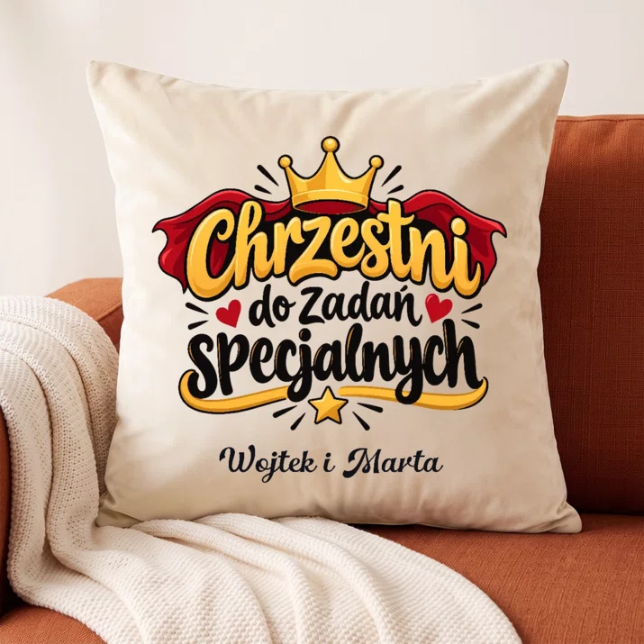Poduszka Dekoracyjna Dla Chrzestnych Prezent Dla Pary: Chrzestni Do Zadań