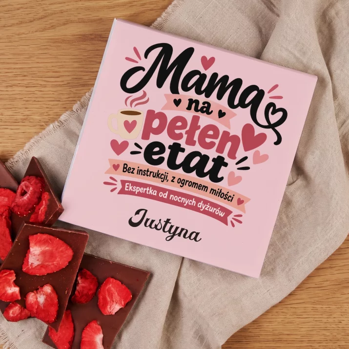 Czekolada z Truskawkami Na Pierwszy Dzień Mamy Prezent Dla Mamy Kobiety: Mama Na Pełen Etat Czekolada z Truskawkami Na Pierwszy Dzień Mamy Prezent Dla Mamy Kobiety: Mama Na Pełen Etat