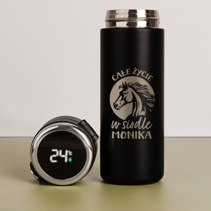 Całe życie w siodle - Kubek termiczny z wyświetlaczem LED Całe życie w siodle - Kubek termiczny z wyświetlaczem LED