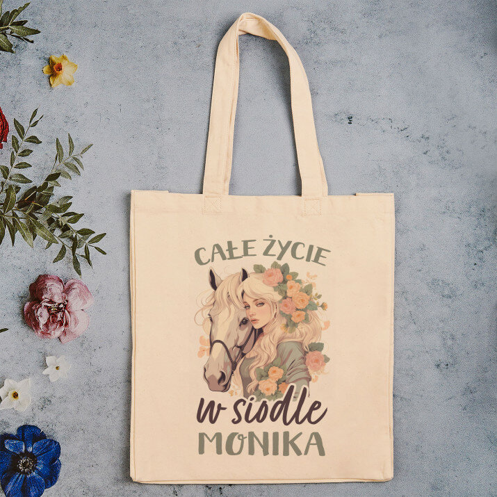 Całe życie w siodle - Torba Bawełniana z Nadrukiem