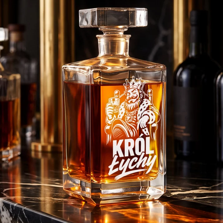 Karafka Do Whisky z Grawerem Na Święta Prezent: Król Łychy Karafka Do Whisky z Grawerem Na Święta Prezent: Król Łychy
