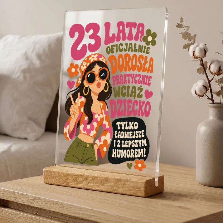 Druk Na Szkle Dla 23 Latki Prezent Na 20 Urodziny Dla Kobiety: Retro 23-Latka Humor Druk Na Szkle Dla 23 Latki Prezent Na 20 Urodziny Dla Kobiety: Retro 23-Latka Humor