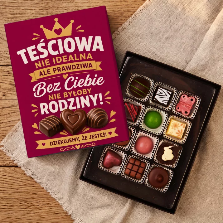 Czekoladki Dla Teściowej Prezent Na Dzień Mamy Dla Kobiety: Teściowa – Bez Ciebie Czekoladki Dla Teściowej Prezent Na Dzień Mamy Dla Kobiety: Teściowa – Bez Ciebie