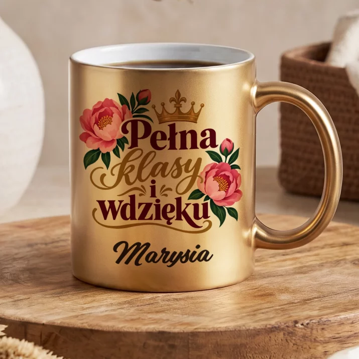 Złoty Kubek Na 60 Urodziny Kobiety Prezent Na 60 Urodziny Dla Kobiety: Pełna Klasy I Wdzięku