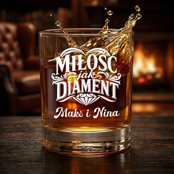 Szklanki Do Whisky z Grawerem Na 60 Rocznicę Ślubu Prezent Na Walentynki Dla Pary: Miłość Jak Diament Szklanki Do Whisky z Grawerem Na 60 Rocznicę Ślubu Prezent Na Walentynki Dla Pary: Miłość Jak Diament