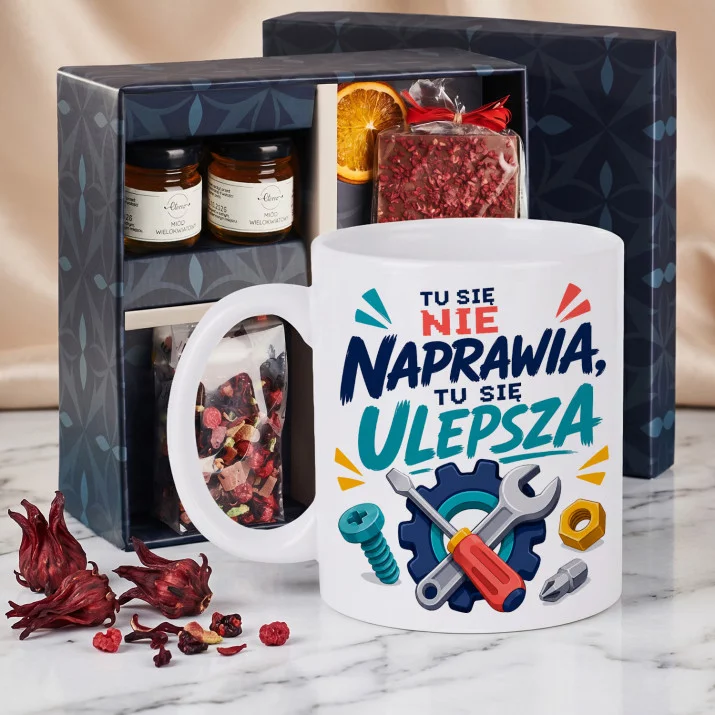 Zestaw Prezenowy Z Kubkiem Dla Majsterkowicza: Tu Się Ulepsza Zestaw Prezenowy Z Kubkiem Dla Majsterkowicza: Tu Się Ulepsza