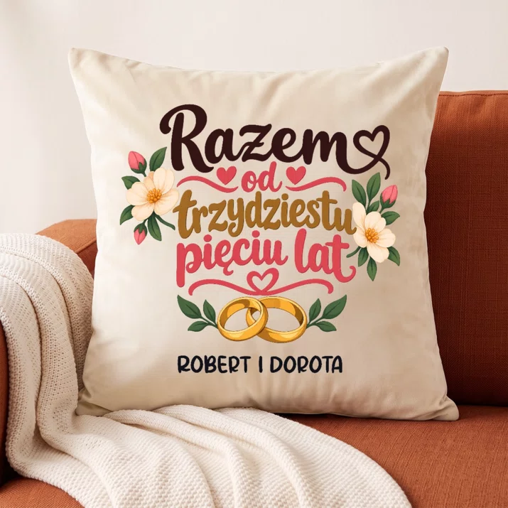 Poduszka Dekoracyjna Na 35 Rocznice Ślubu Prezent Na Walentynki Dla Pary: Razem Od Trzydziestu