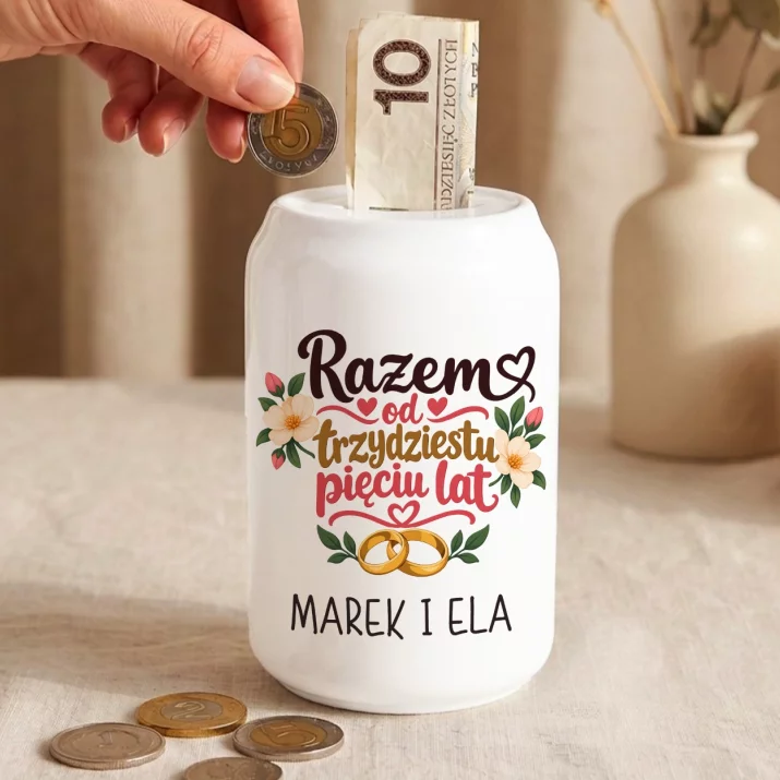 Skarbonka Na 35 Rocznice Ślubu Prezent Na Walentynki Dla Pary: Razem Od Trzydziestu Skarbonka Na 35 Rocznice Ślubu Prezent Na Walentynki Dla Pary: Razem Od Trzydziestu