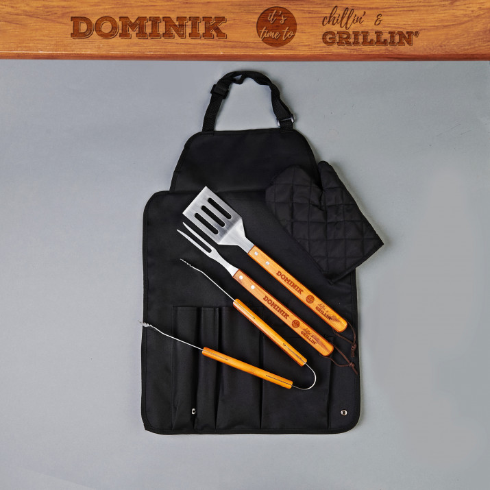 Chillin` & grillin` - Zestaw do grilla z fartuchem