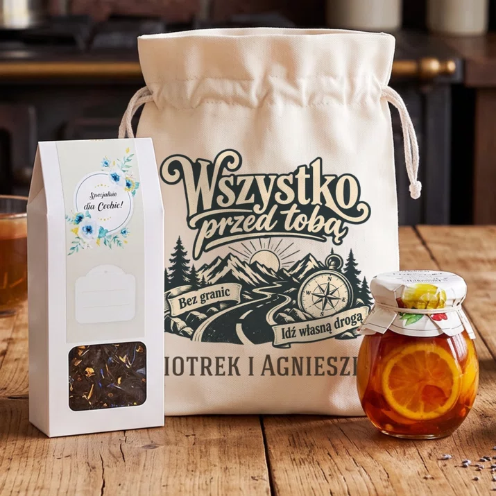 Zestaw Prezentowy z Herbatą Dla Młodych Prezent Na Ślub Dla Pary: Wszystko Przed Tobą Zestaw Prezentowy z Herbatą Dla Młodych Prezent Na Ślub Dla Pary: Wszystko Przed Tobą