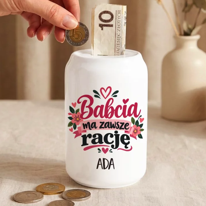 Skarbonka Dla Babci Prezent Na Dzień Babci Dla Kobiety: Babcia Ma Zawsze Rację