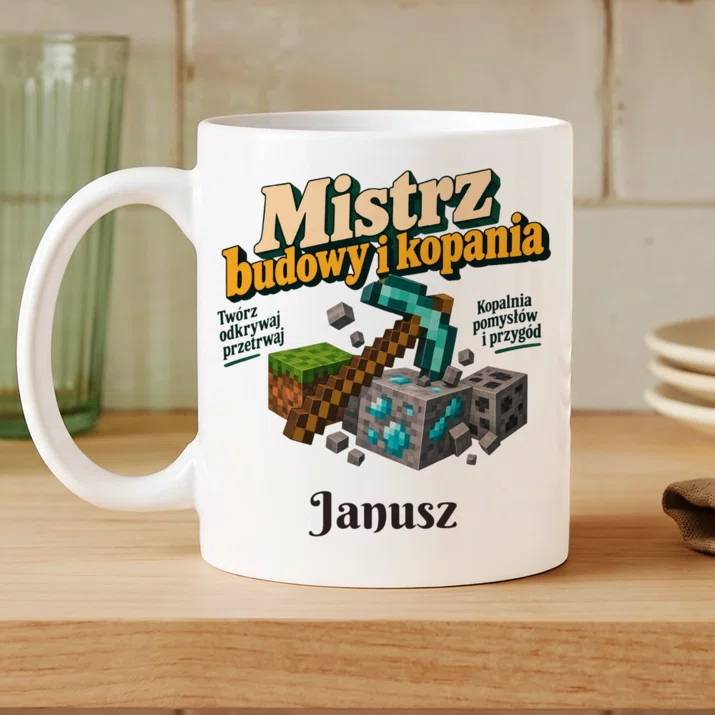 Kubek Personalizowany Dla Fana Minecrafta Prezent Dla Mężczyzny: Mistrz Budowy I Kopania