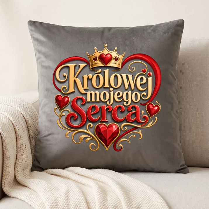 Poduszka Dekoracyjna Na Mikołajki Prezent Dla Kobiety: Królowej Mojego Serca Poduszka Dekoracyjna Na Mikołajki Prezent Dla Kobiety: Królowej Mojego Serca