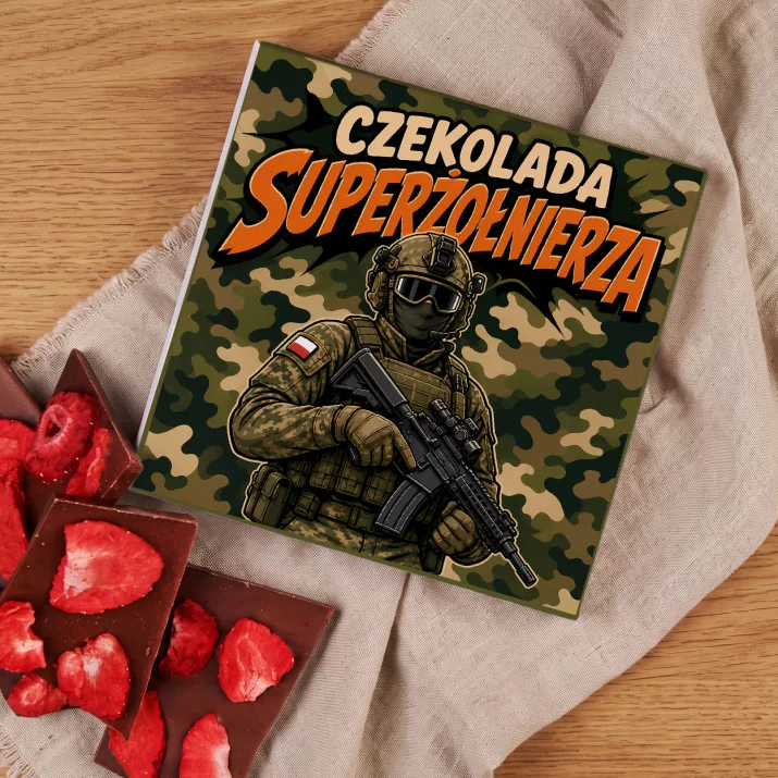 Czekolada Z Truskawkami Dla Żołnierza Prezent Na Przysięgę Wojskową Dla Mężczyzny: Czekolada Superżołnierza Czekolada Z Truskawkami Dla Żołnierza Prezent Na Przysięgę Wojskową Dla Mężczyzny: Czekolada Superżołnierza