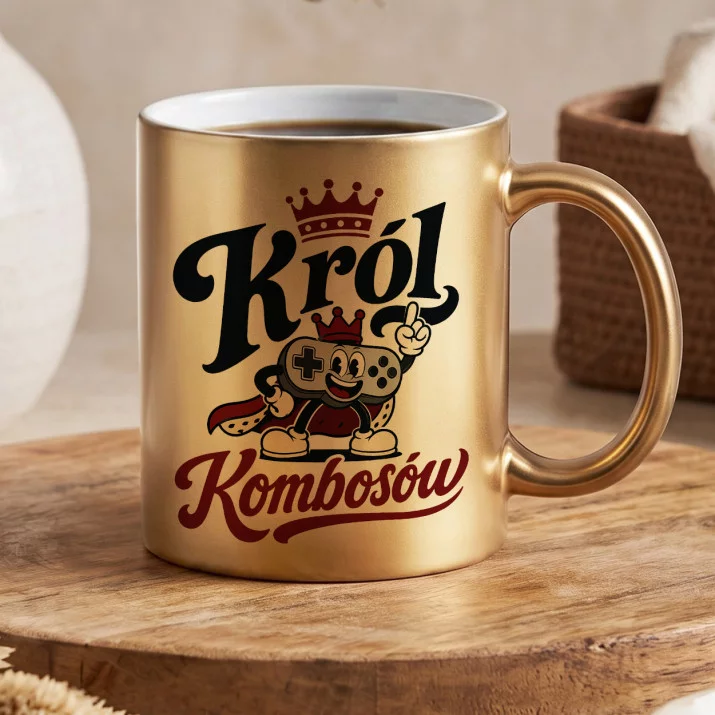 Złoty Kubek Dla Gracza Komputerowego Prezent Dla Mężczyzny: Retro Maskotka Gracza Złoty Kubek Dla Gracza Komputerowego Prezent Dla Mężczyzny: Retro Maskotka Gracza