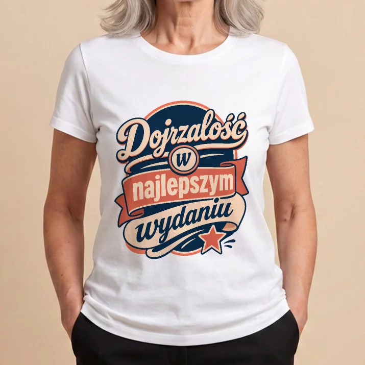 Koszulka Damska Biała Na 70 Urodziny Prezent Dla Kobiety: Szykowna Dojrzałość