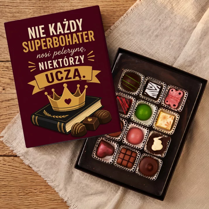 Czekoladki Na Dzień Nauczyciela Prezent Dla Nauczyciela Kobiety: Superbohater Nauczyciel Złoto
