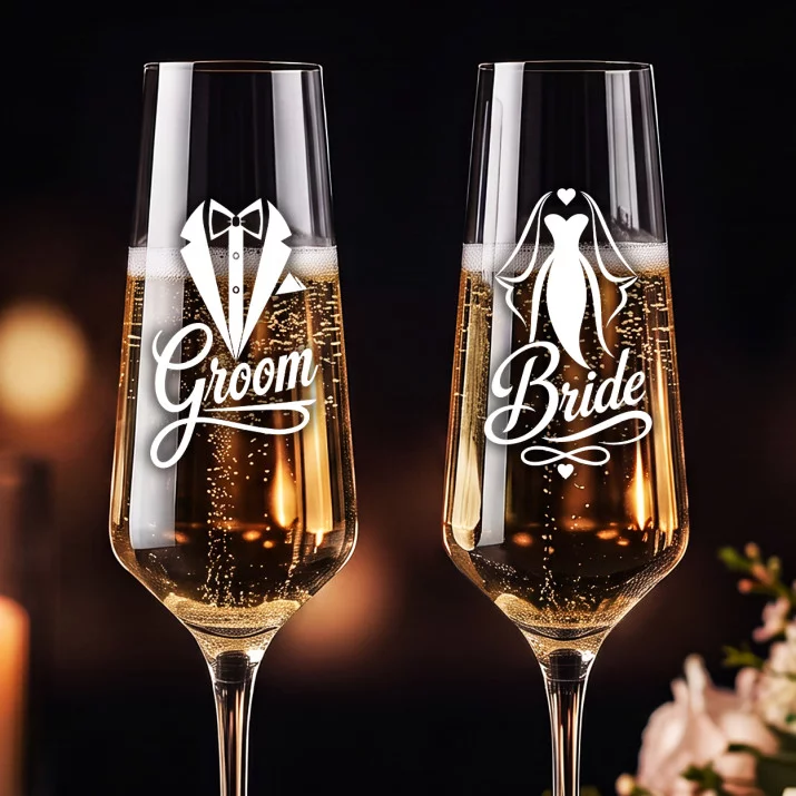 Dwa Kieliszki Do Szampana Na Ślub Prezent Dla Pary Młodej Pary: Groom & Bride Dwa Kieliszki Do Szampana Na Ślub Prezent Dla Pary Młodej Pary: Groom & Bride
