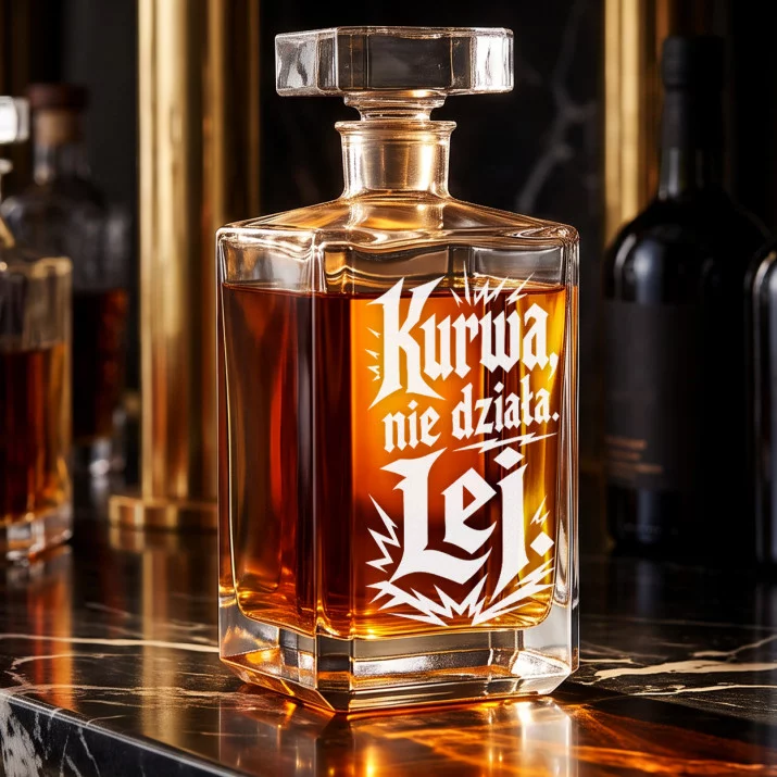 Karafka Do Whisky z Grawerem Dla Geeka Prezent: Kurwa, Nie Działa. Lej. Karafka Do Whisky z Grawerem Dla Geeka Prezent: Kurwa, Nie Działa. Lej.