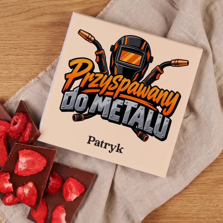 Czekolada z Truskawkami Dla Spawacza Prezent Dla Mężczyzny: Przyspawany Do Metalu Czekolada z Truskawkami Dla Spawacza Prezent Dla Mężczyzny: Przyspawany Do Metalu