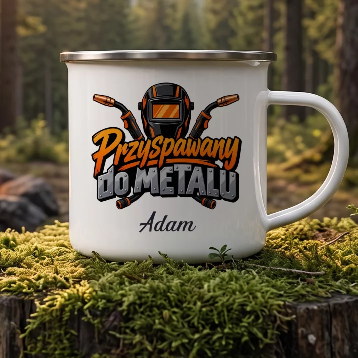 Kubek Emaliowany Dla Spawacza Prezent Dla Mężczyzny: Przyspawany Do Metalu