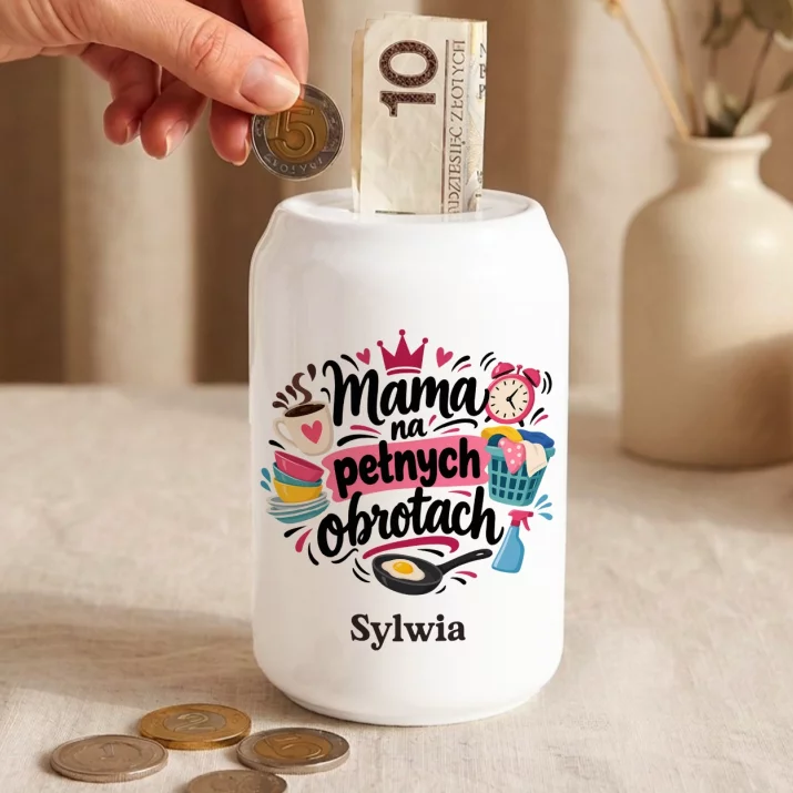 Skarbonka Na Dzień Matki Prezent Dla Mamy Kobiety: Mama Na Pełnych Obrotach Skarbonka Na Dzień Matki Prezent Dla Mamy Kobiety: Mama Na Pełnych Obrotach