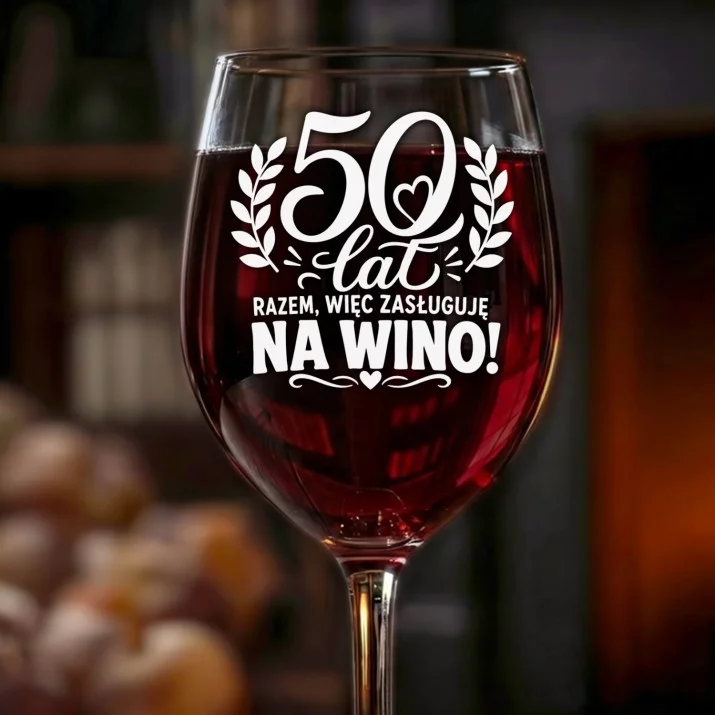 Kieliszek Do Wina Na 50 Lecie Ślubu Prezent Dla Kobiety: 50 Lat Razem Na Wino