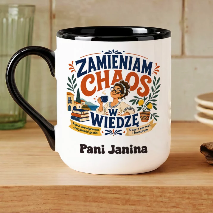 Kubek Personalizowany Dla Nauczycielki Prezent Na Dzień Nauczyciela Dla Kobiety: Zamieniam Chaos W Wiedzę Kubek Personalizowany Dla Nauczycielki Prezent Na Dzień Nauczyciela Dla Kobiety: Zamieniam Chaos W Wiedzę