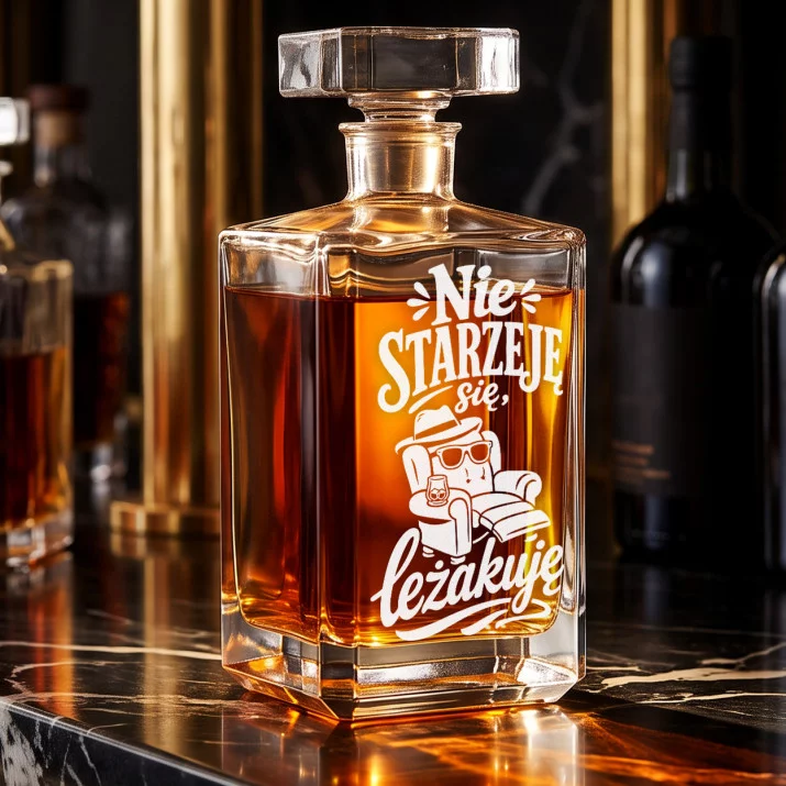 Karafka Do Whisky z Grawerem Dla Seniora Prezent: Leżakowany Humor Karafka Do Whisky z Grawerem Dla Seniora Prezent: Leżakowany Humor