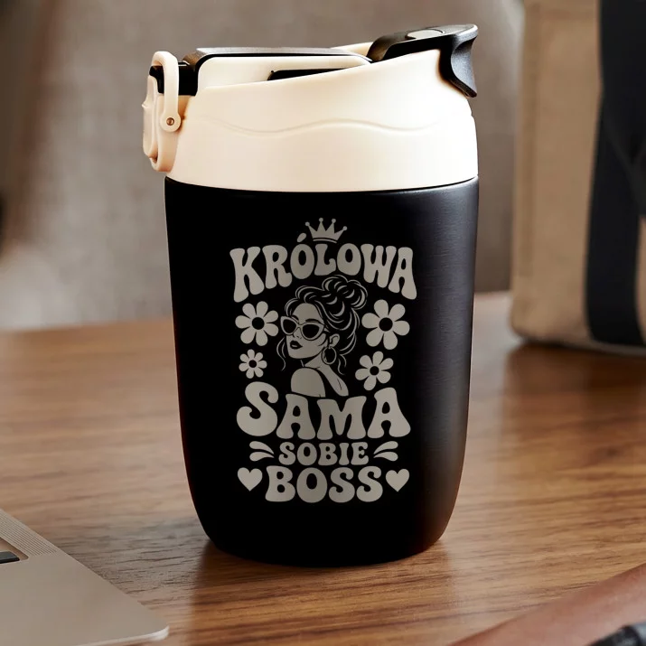 Kubek Termiczny Dla Niej Prezent Na Walentynki Dla Kobiety: Królowa Sama Sobie Boss