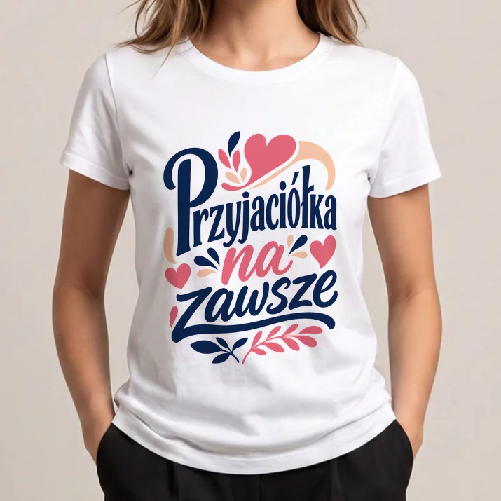 Koszulka Damska Biała Dla Przyjaciółki Prezent Dla Kobiety: Bliska Przyjaźń