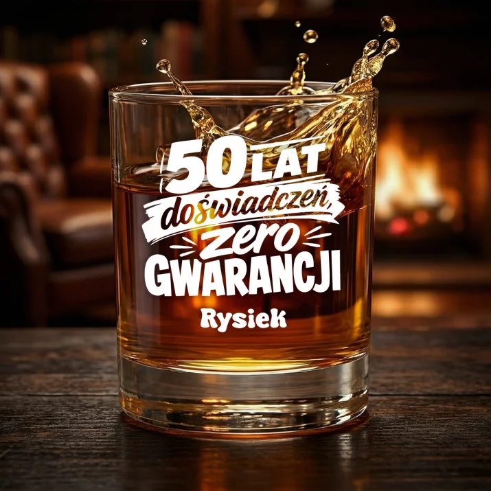 Szklanki Do Whisky z Grawerem Na 50 Prezent Na 50 Urodziny Dla Mężczyzny: 50 Lat Doświadczeń, Zero Szklanki Do Whisky z Grawerem Na 50 Prezent Na 50 Urodziny Dla Mężczyzny: 50 Lat Doświadczeń, Zero