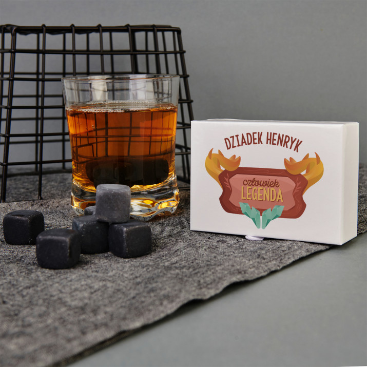 Człowiek legenda - Kamienie do whisky z nadrukiem