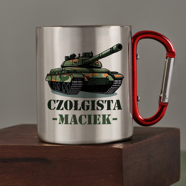 Czołgista - Kubek metalowy z karabińczykiem