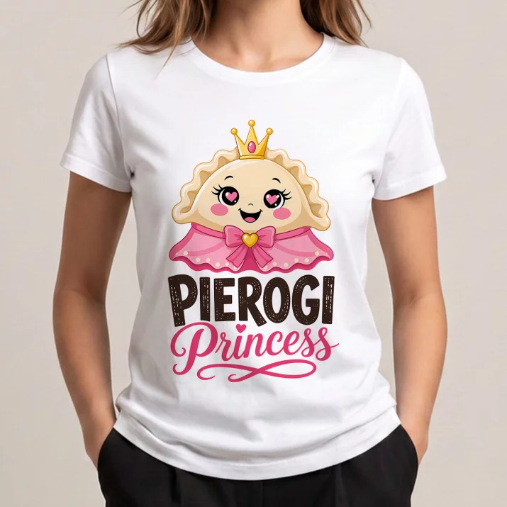 Koszulka Damska Biała Dla Kucharki Prezent Dla Kobiety: Pierogi Princess