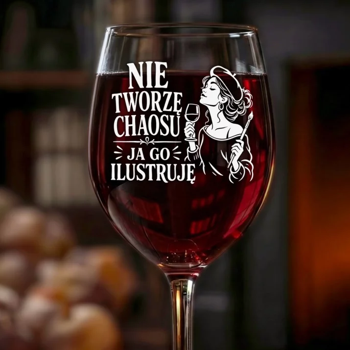 Kieliszek Do Wina Dla Artystki Prezent Dla Kobiety: Nie Tworzę Chaosu