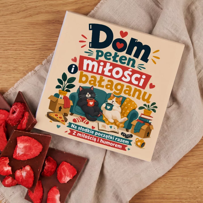 Czekolada Z Truskawkami Na Parapetówkę Prezent Dla Pary: Miłość I Bałagan Czekolada Z Truskawkami Na Parapetówkę Prezent Dla Pary: Miłość I Bałagan