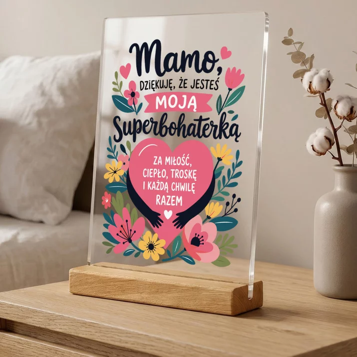 Druk Na Szkle Dla Mamy Prezent Na Dzień Mamy Dla Kobiety: Mamo – Superbohaterka Druk Na Szkle Dla Mamy Prezent Na Dzień Mamy Dla Kobiety: Mamo – Superbohaterka