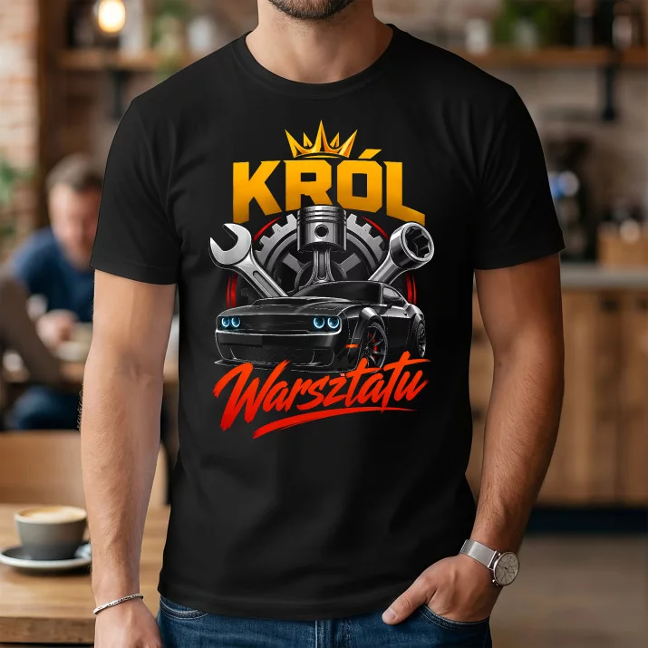 Koszulka Męska Dla Mechanika Samochodowego Prezent Dla Mężczyzny: Król Warsztatu