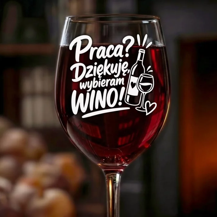 Kieliszek Do Wina Na Pożegnanie Z Pracy Prezent Dla Kobiety: Praca? Wybieram Wino