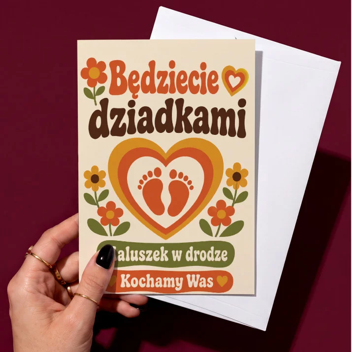 Kartka z Życzeniami Dla Przyszłych Dziadków Dla Pary: Retro Radość Oczekiwania Kartka z Życzeniami Dla Przyszłych Dziadków Dla Pary: Retro Radość Oczekiwania