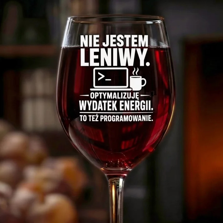 Kieliszek Do Wina Dla Informatyka Prezent Dla Mężczyzny: Nie Jestem Leniwy Kieliszek Do Wina Dla Informatyka Prezent Dla Mężczyzny: Nie Jestem Leniwy