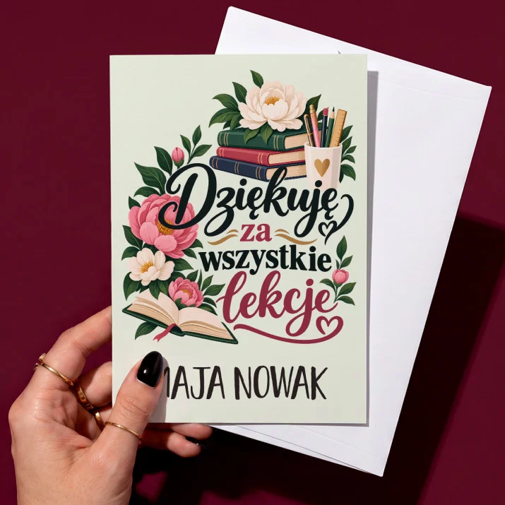 Kartka Personalizowana Dla Pani Nauczycielki Prezent Na Dzień Nauczyciela Dla Kobiety: Dziękuję Za Wszystkie Kartka Personalizowana Dla Pani Nauczycielki Prezent Na Dzień Nauczyciela Dla Kobiety: Dziękuję Za Wszystkie
