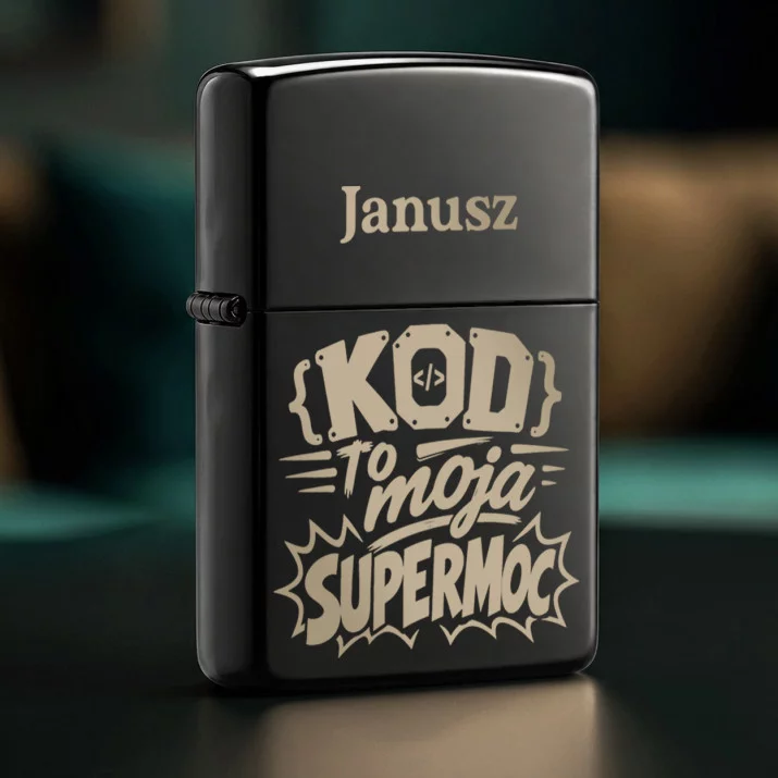 Zapalniczka z Grawerem Dla Programisty Prezent Dla Mężczyzny: Kod To Moja Supermoc