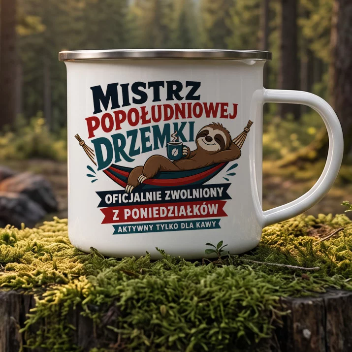 Kubek Emaliowany Dla Emeryta Prezent Na Emeryturę Dla Mężczyzny: Mistrz Drzemki