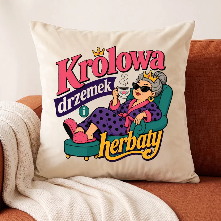 Poduszka Dekoracyjna Dla Starszej Kobiety Prezent Dla Kobiety: Herbaciana Elegancja Poduszka Dekoracyjna Dla Starszej Kobiety Prezent Dla Kobiety: Herbaciana Elegancja