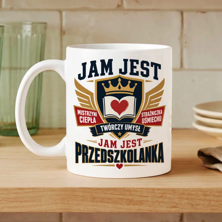 Kubek Z Nadrukiem Dla Przedszkolanki Prezent Dla Kobiety: Herb Przedszkolanki Kubek Z Nadrukiem Dla Przedszkolanki Prezent Dla Kobiety: Herb Przedszkolanki