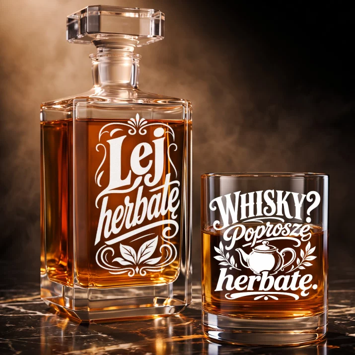 Zestaw Do Whisky Dla Herbaciarza Prezent Dla Mężczyzny: Lej Herbatę - Typograficzny