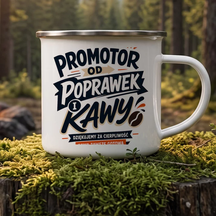 Kubek Emaliowany Dla Promotora Prezent Dla Mężczyzny: Promotor Z Humorem Kubek Emaliowany Dla Promotora Prezent Dla Mężczyzny: Promotor Z Humorem